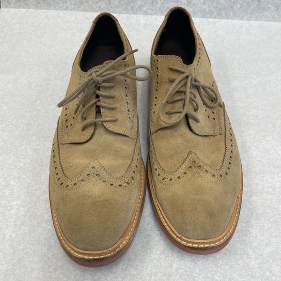 COLE HAAN MEN\'S BEIGE SUEDE WINGTIP NUBUCK BROGUE OXFORDS SIZE 9.5 M main image 6